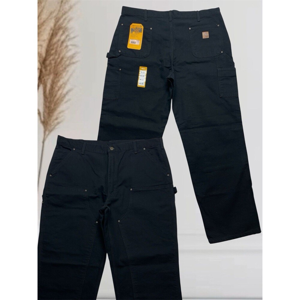 Carhartt Loose Fit Washed Duck Double-Front Black Utility Work Pant Men's 40x32